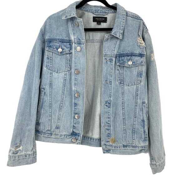 PacSun Jackets & Blazers - PacSun Blue Distressed Jean Jacket | Good Condition
